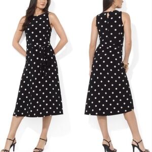 Lauren Ralph Lauren black white polka dot dress pretty woman midi 14